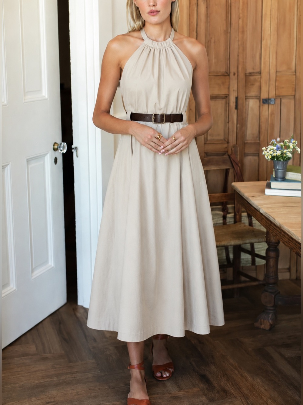 Banana Republic Beige Midi Dress